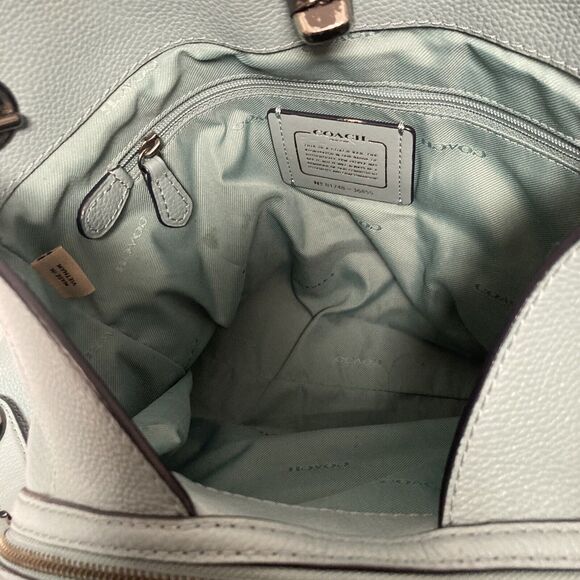 Coach Turnlock Edie Shoulder Bag Cloud Blue‎ Pebbled Leather Chain - Picture 11 of 16